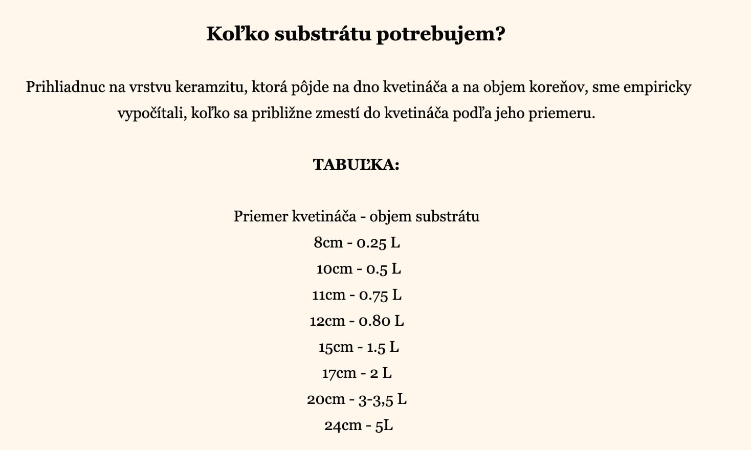 Koľko substrátu potrebujem?