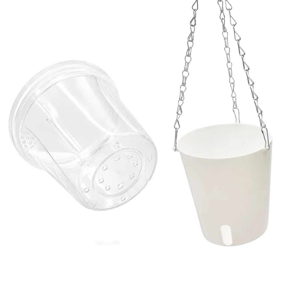 Závesný samozavlažovací kvetináč s vkladom (15cm - Biely)