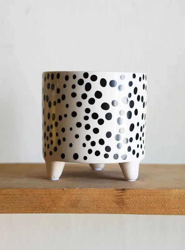Keramický kvetináčik na nôžkach (Dots)